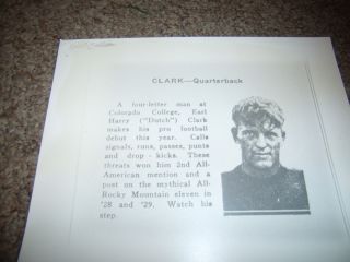 Earl Harry Dutch Clark Quarterback Coloado College 1928 29