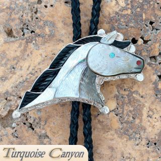   Native American Inlay Horse Bolo Tie by Eldred Martinez SKU 224415