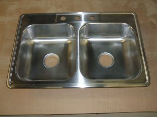 Elkay Stainless Steel Double Kitchen Sink 33x22 New