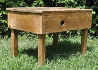 Antique Vintage Solid Wood Coffee Table Primitive Accent Console End