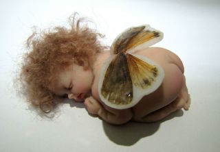 OOAK Polymer Clay Sleeping Baby A Tiny Butterfly
