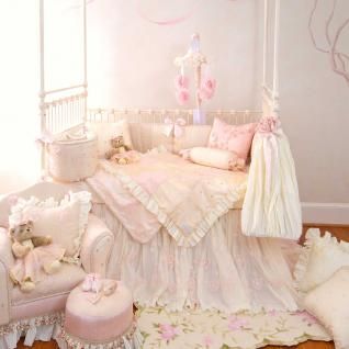 Elegant Pink & Cream Polka Dot Nursery 3pc Baby Girl Crib Bedding Set