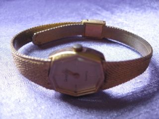  Vintage Womens Watch Gold Tone Mesh Band Marked E Gluck 25 3900