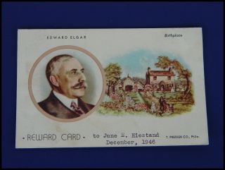 Conducter Edward Elgar T Presser Reward Card Birthplace Music 1946