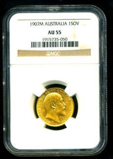 1907 M Australia Edward VII Gold Coin Sovereign NGC Gem