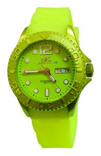 New Adee Kaye Ladies Diver Lime Dial Date Watch AK5433 L