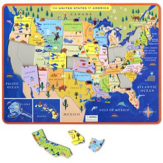 eeBoo Tray Puzzle This Land Is Your Land Map of The United States USA