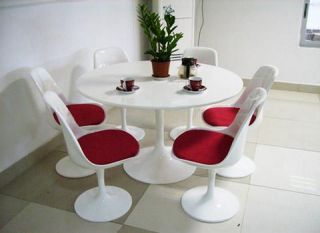 Eero Saarinen Tulip Table 48 with 6 Tulip Side Chairs