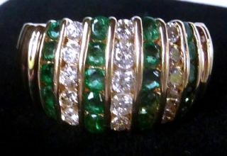Effy Collection BH14K Gold 1 50 Ct Natural Emerald Diamond Wide Band