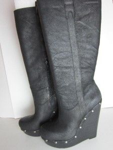 NEW Jessica Simpson Elisha Leather Platform Boots Black Size 9 M