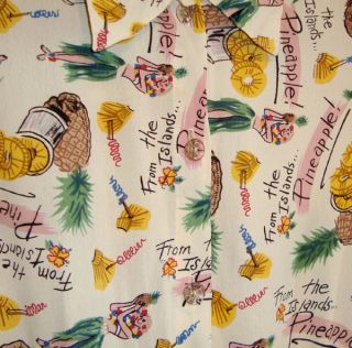  Hawaiian Shirt,Blouse,Top~Hula Pinup Girls & Pineapples~Martha Egan