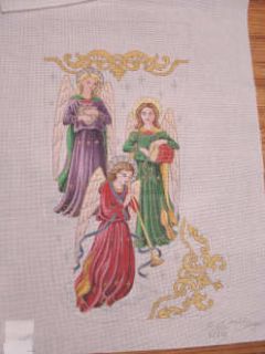Edie Ginger Angels Musical Hand Painted Needlepoint Canvas Stocking A