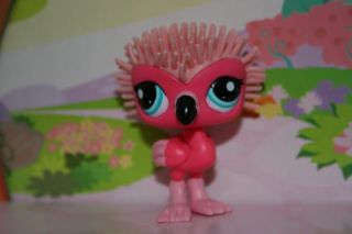 NEW LITTLEST PET SHOP HOT PINK FLAMINGO SPIKED HAIR #2572 FREE HOUSE