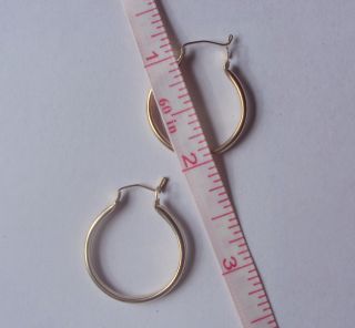 10K Real Solid Yellow Gold 1 inch Hoop Earring