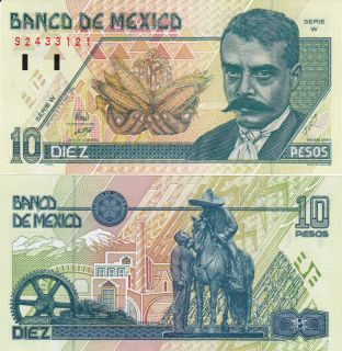 Mexico $ 10 Pesos Emiliano Zapata May 10, 1996 UNC S2433121.