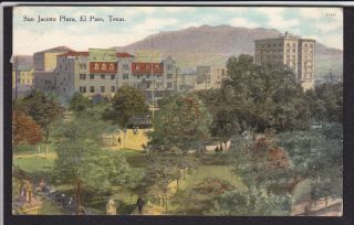 El Paso TX San Jacinto Plaza 1910 Postcard