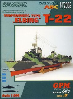 GPM257 14 06 T 22 German WWII Elbing Class Torpedo Boat 1 200 Paper