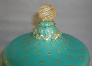 Mid Century Murano Bullicante Glass Barbini Powder Jar Candy Box Gold