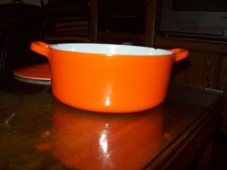 Levcoware 2 qt orange enameled cast iron 2 handled pot with lid