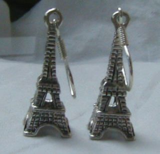 Pewter Eiffel Tower Earrings Pierced New See Feedback 
