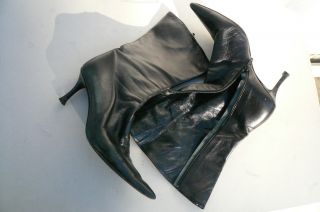 Enrico Antinori Black Leather Boots Low Calf EU 37 US 6 5 Pointy