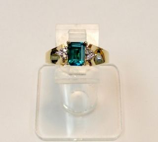 14k Yellow Gold 1 00ct Emerald Cut Emerald Diamond Ring