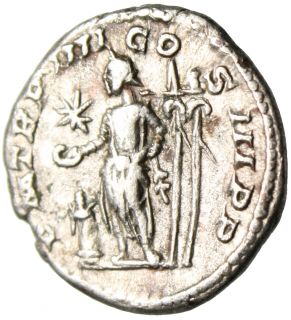 Elagabalus Silver AR Denarius at Altar Two Standards Ric 49 Rome 221