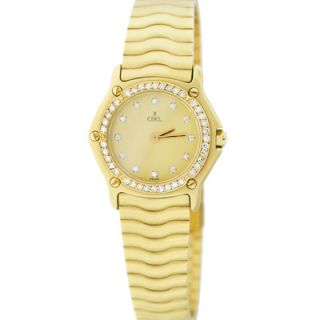 Ebel 18kt Gold Ladies Sport Classic Diamond Dial and Bezel Wave Watch