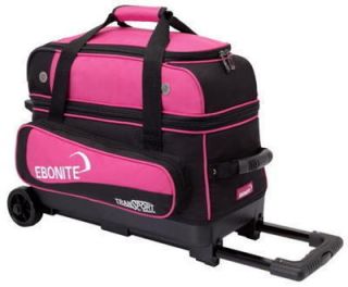 Ebonite 2 Ball Roller Bowling Bag with Wheels Pink