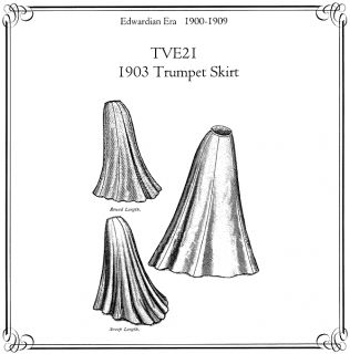 Truly Victorian 1903 Edwardian Trumpet Skirt w Flared Hem Sewing