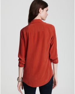 Equipment Femme Signature 100 Silk Top Blouse in Red Ochre XS $208