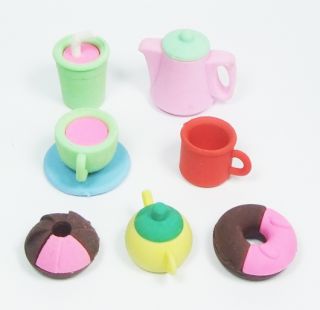 WACKY erasers collectible rubber PUZZLE eraser TEA POTS sets