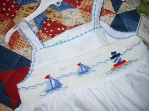 Little Threads Maria Elena Smocked Sailboat Swing Top Capri Set Girls
