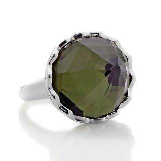 Stately Steel East/West Oval Checkerboard Cut Statement Ring