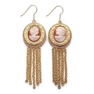 Amedeo NYC® 25mm Shell Cameo Goldtone Tassel Earrings at