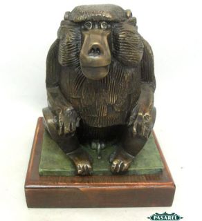 Eliezer Weishoff Bronze Monkey Baboon Sculpture 1950s
