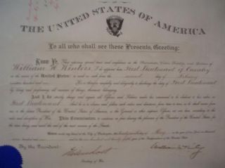 1901 Spanish American War Promotion Papers 1st Lieutenant Calvary Pres