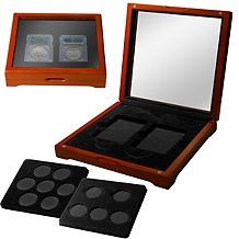 Oak Display Boxes for Slab Coin Collections   Set of 2