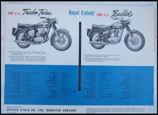 Royal Enfield Vintage Motorcycle Brochure Catalog Interceptor Crusader