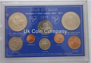 1977 Isle of Man Elizabeth II Silver Jubilee 8 Coin Set
