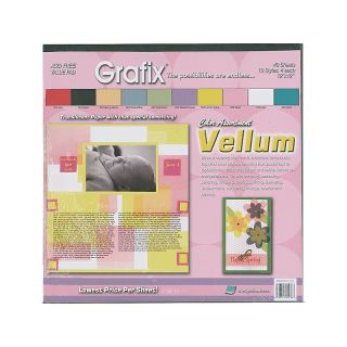  Vellum Paper 12X12 40 Sheets/Pad   4 Each/10 Styles Color Assortment