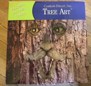 Glow in The Dark Forest Face Tree Art with Mustache Resin