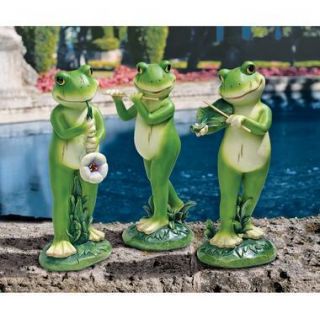 Garden Jazz Frog Musician Statue Frogs Instrument Violin Flute Design
