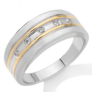Mens 2 Tone .15ct Absolute™ 5 Stone Wedding Band Ring