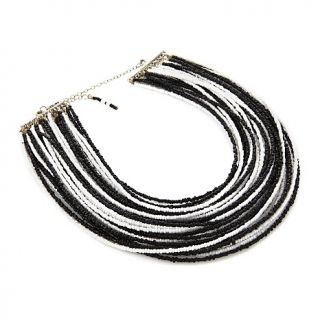 BAJALIA Pratima Black and White 15 Layered Necklace at