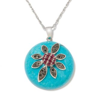 Multigemstone Sterling Silver Flower Pendant with 18 Chain