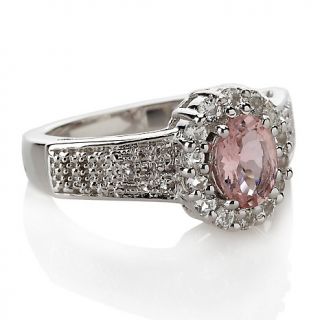 Pink Tourmaline White Topaz Sterling Silver Ring   1.5ct at