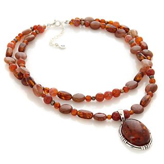 Studio Barse Amber Sterling Silver 17 Drop Necklace