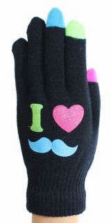 Elegant Touch Screen Gloves with Mustache Black New New New