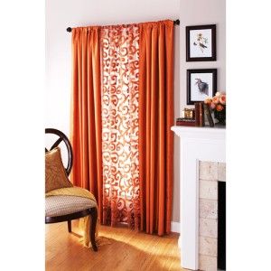  Homes and Gardens Elegant Scroll Sheer Window Panel Copper Pipe